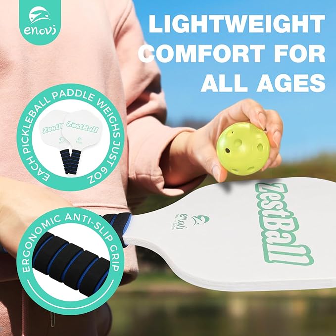 Zestball for Yard Games, Outdoor Games, Multifunctional as Pickleball Paddles and Badminton Set