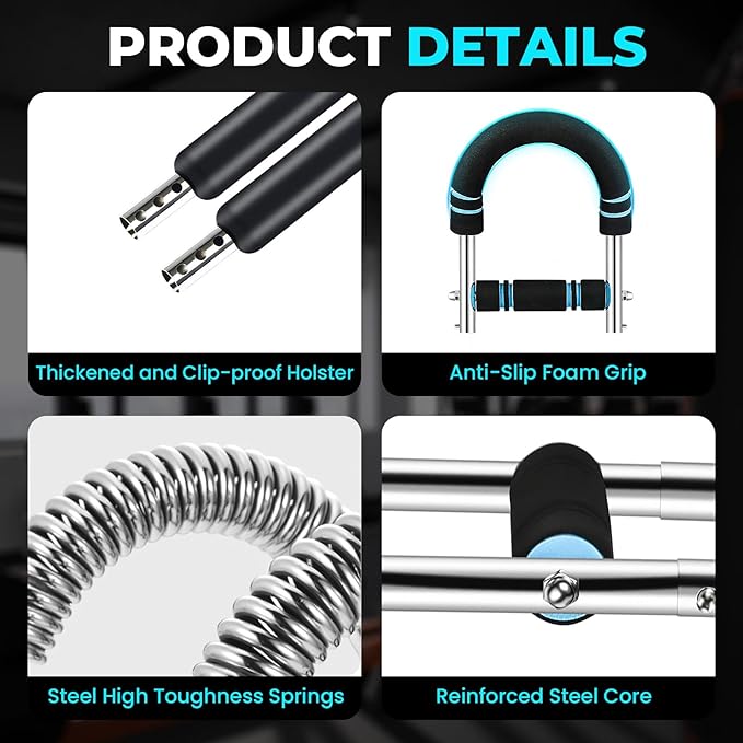 Twister Arm Trainer, Chest Workout Equipment for Men & Women Portable Spring Resistance Chest Exerciser Forearm Strengthener Bar Detachable for Home Fitness Equipment for Enhancing Upper Body Muscle