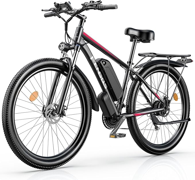 Electric Bike for Adults, 1500W Peak Motor Ebike, 36 MPH, 48V Battery, Up to 80 Miles Range, 27.5" Electric Mountain Bike with 21-Speed, Suspension, Turn Signals and Disc Brakes