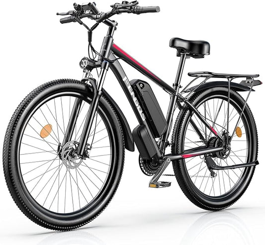 Electric Bike for Adults, 1500W Peak Motor Ebike, 36 MPH, 48V Battery, Up to 80 Miles Range, 27.5" Electric Mountain Bike with 21-Speed, Suspension, Turn Signals and Disc Brakes