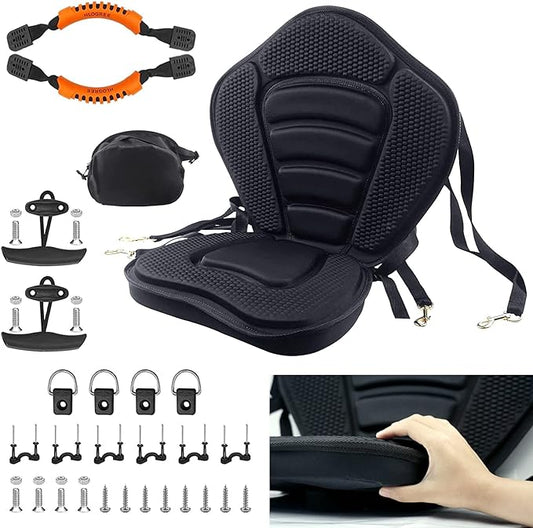 HLOGREE Kayak Seats - 1/2 Pck, Thicken Padded Seat Cushion with Back Support, Canoe & Ocean Sup Compatible
