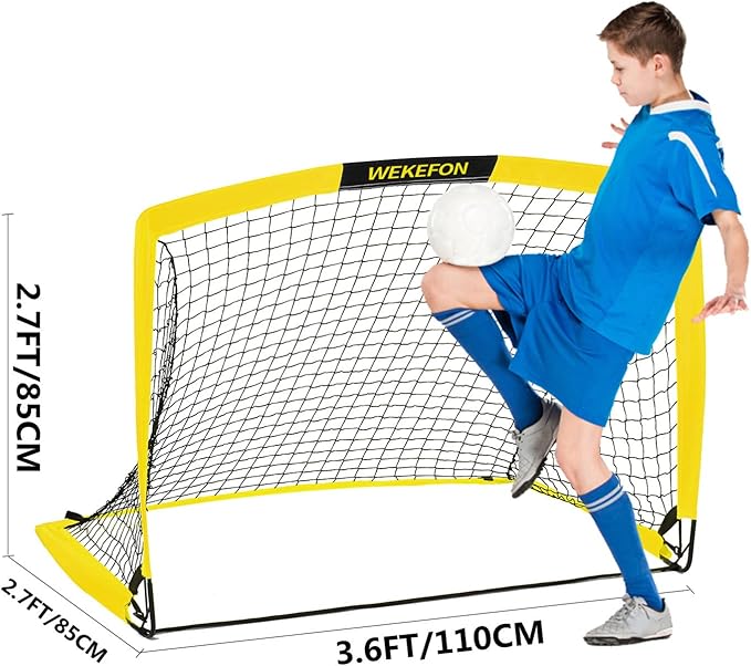 Soccer Goal with Carry Bag, 10/9MM Strengthen Pole, Arched Design, Kids Soccer Goals for Backyard Set 5x 3.1/3.6x2.7/2.9x2.4ft Portable Pop Up Soccer Nets for Toddler, Adults, Youth Games, Play, Gifts