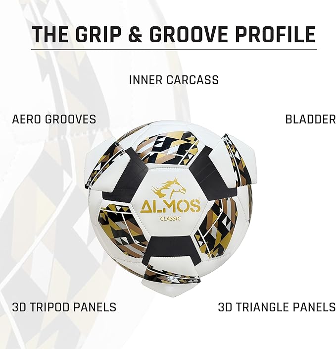 Almos Classic 32 Soccer Ball – for Club Match, Training, Match Performance, Indoor & Outdoor Soccer, Suitable for Grass & Astro | 32 Panel | for Youth & Adult Soccer Players |