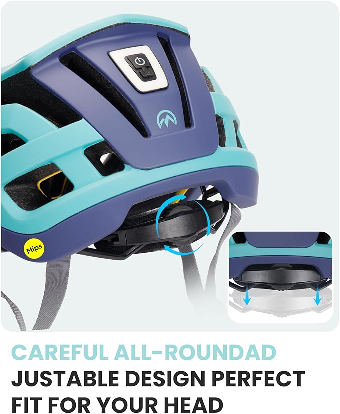 OutdoorMaster Gem II MIPS Bike Helmet with Light - Lightweight Cycling Helmet,Mountain Road Bicycle Helmet for Youth & Adult