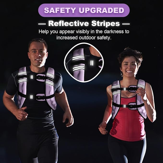 Weighted Vest 5lb/8lb/10lb/15lb/20lb/25lb/30lb Weight Vest Woman Men with Reflective Stripe, Rucking Running Vests for Women Workout Walking Strength Training Weight Loss Fitness Weightlifting