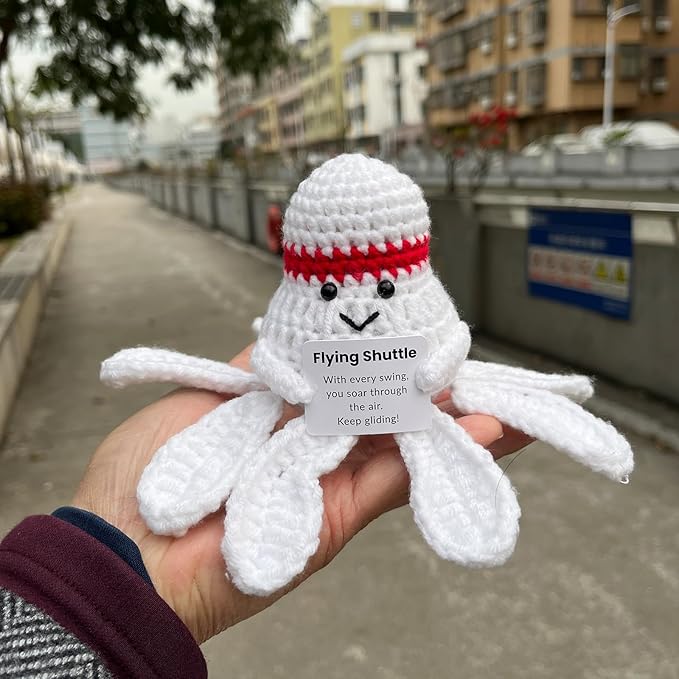 Emotional Support Badminton Gifts, Crocheted Badminton Plush Decor, Funny Positive Crochet Badminton Stuffed Doll Plushies