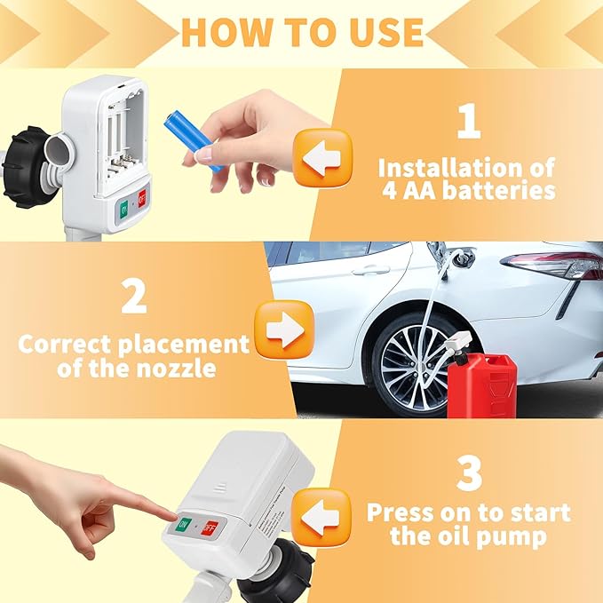 Battery-Powered Fuel Transfer Pump - No Spill Portable Siphon with 3 Adapters & Auto Shut-Off for Gas/Diesel/Kerosene/Water (3.2 Gallons Per Min,12LPM) (Gray)