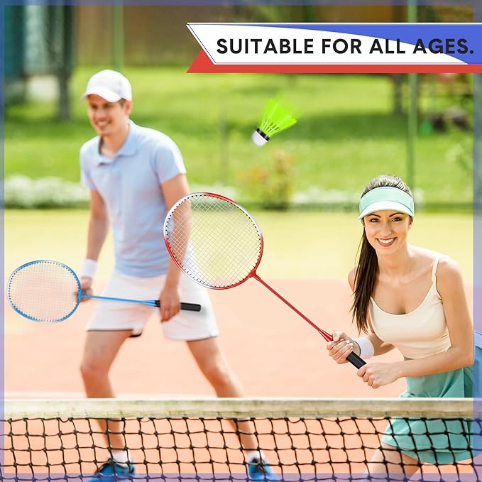 12 Pack Badminton Rackets Set Including Rackets, Nylon Shuttlecocks and Carry Bag for Outdoor Backyard Games Beginners