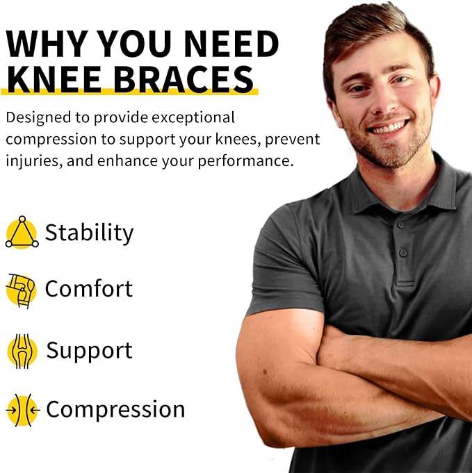 CAMBIVO Knee Braces for Knee Pain Women & Men,2 Pack Knee Compression Sleeves,Knee Support for Knee Pain Meniscus Tear,ACL & Arthritis Pain Relief（Medium,Black