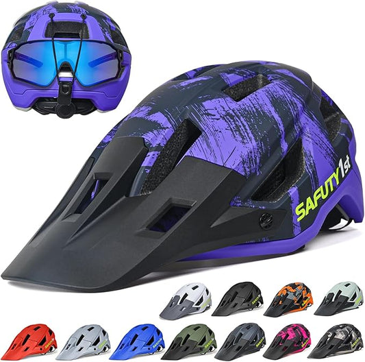 Mountain Bike Helmet for Adults & Youth Lightweight Impact-Resistant with Adjustable Dial & Removable Visor Unisex Helmet for Mountain Biking Bicycle Clcying
