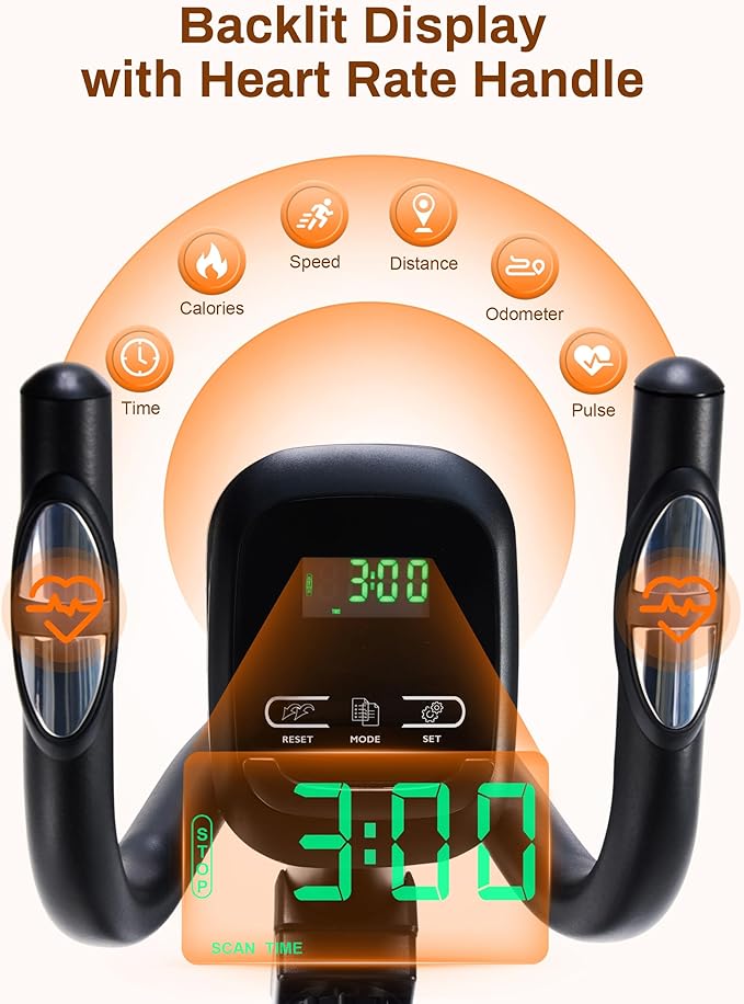 Recumbent Exercise Bike for Home with Quiet 16 Levels Magnetic Resistance, Recumbent Bike for Seniors & Adults with 400LBS Weight Capacity, Large Comfortable Seat, Backlit LCD Monitor, and Pulse Sensor