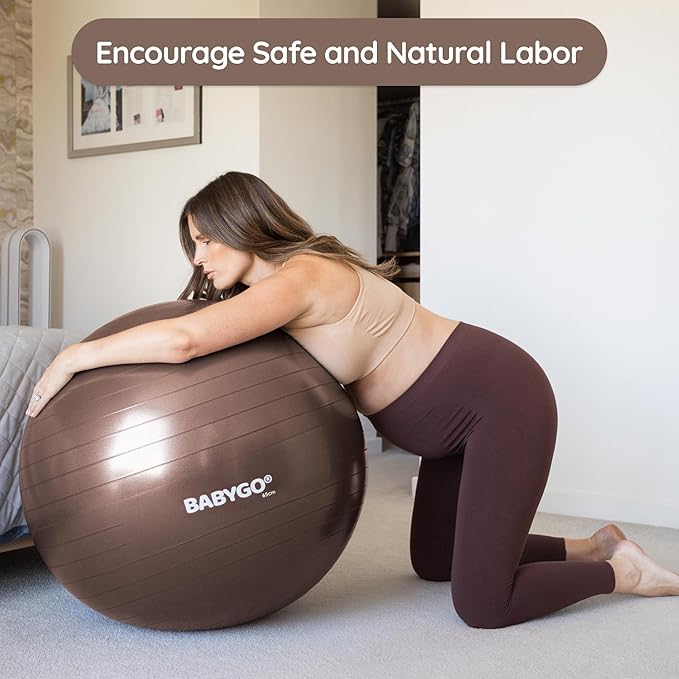 BABYGO Birthing Ball - Pregnancy Yoga Labor & Exercise Ball & Book Set Trimester Targeting, Maternity Physio, Birth & Recovery Plan Included Anti Burst Eco Friendly