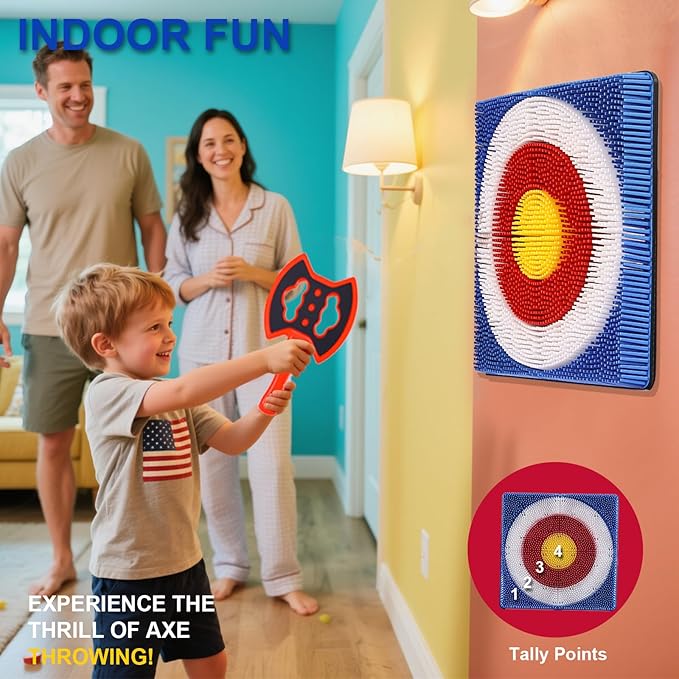 ZoLLa Axe Throwing Game for Backyard-with 4 Plastic Axes & 4 Throwing Stars,Outdoor Games for Kids and Family,Yard Games