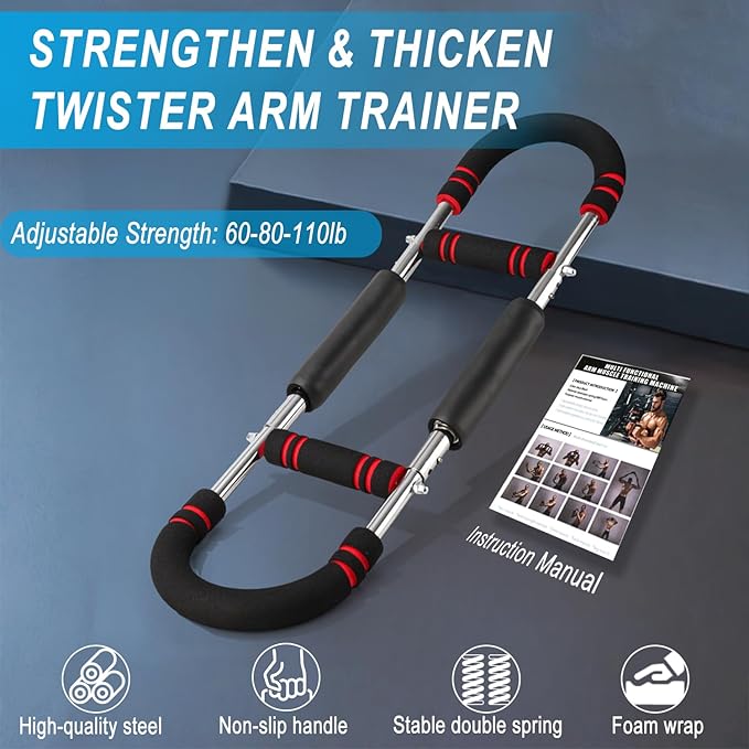 Twister Arm Trainer, 60-110lb Adjustable Chest Workout Equipment - Arm Trainer for Men - Portable Chest Trainer, Shoulders & Forearms Muscle Training Exercise Equipment for Men Women