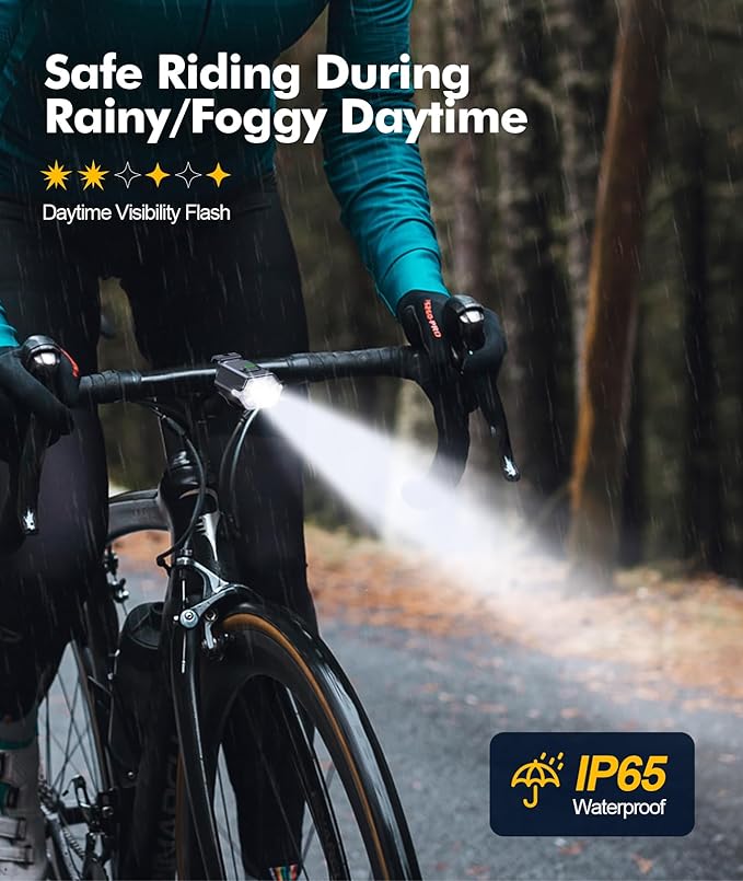 3+6 Modes Bike Lights for Night Riding with Side Light, Rechargeable & IP65 Waterproof Bicycle Light, Bike Headlight and Tail Light Set for Road/Mountain/Kids Bike Cycling Accessories