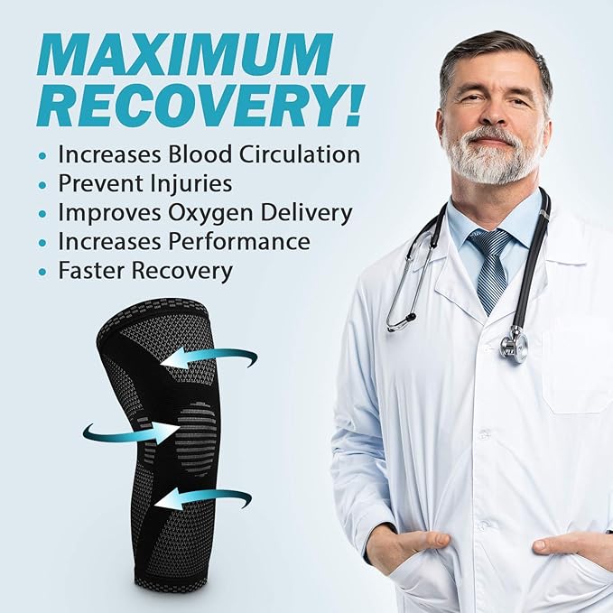 POWERLIX Leg Sleeve - Best Knee Brace for Leg Pain for Men & Women Knee Support for Running, Basketball, Volleyball, Weightlifting, Gym, Workout, Sports Please Check Sizing Chart