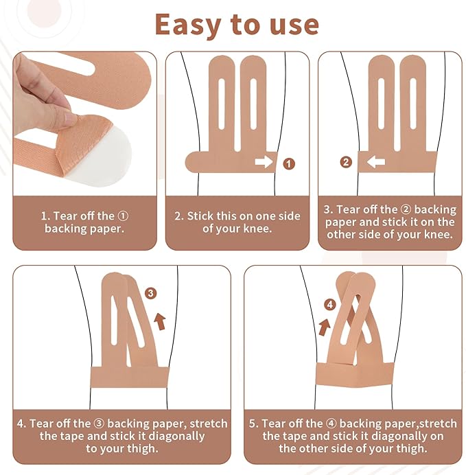 10PCS Kinesiology Tape for Knees, Kinesiology Tape Precut Strips for Knee Support & Stability, Waterproof Breathable Elastic Sports Tape for Pain Relief, Athletic Tape for Muscle & Joint, Beige
