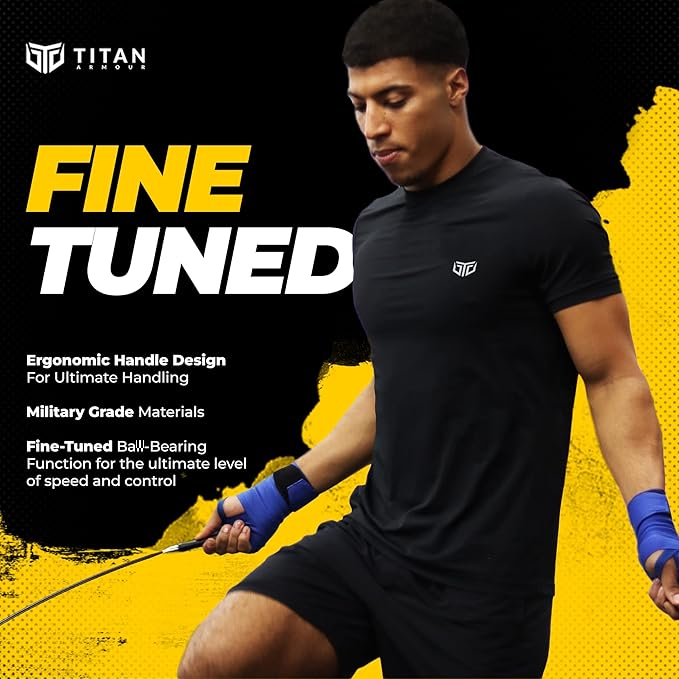 Titan Armour® Speed Rope - Professional Self-Locking & Adjustable, Adult Speed Jump Rope | 2 x Steel Ropes, Cable Protector & Travel Case | Jump Rope Crossfit, Boxing, Fitness MMA for Men & Women