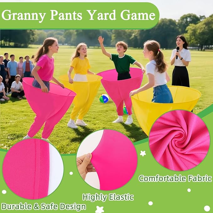 Granny Pants Yard Game Freaky Party Games Pants with Bouncy Balls and Air Pump Oversized Granny Pants Outdoor Game for Adults and Family Interactive Throwing Game for Group Gatherings