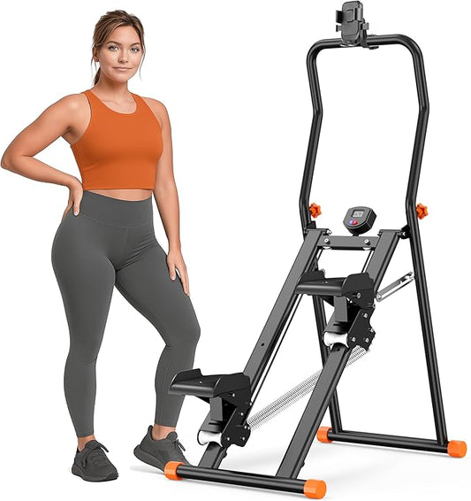 EPHESPORT 2.0 Stair Stepper for Home Gym, 3-Level Adjustable Resistance Vertical Climber Machine, Full-Body Cardio Workout Equipment with Adjustable Handlebar & Pedals, 90% Pre-Assembled Stair Climber