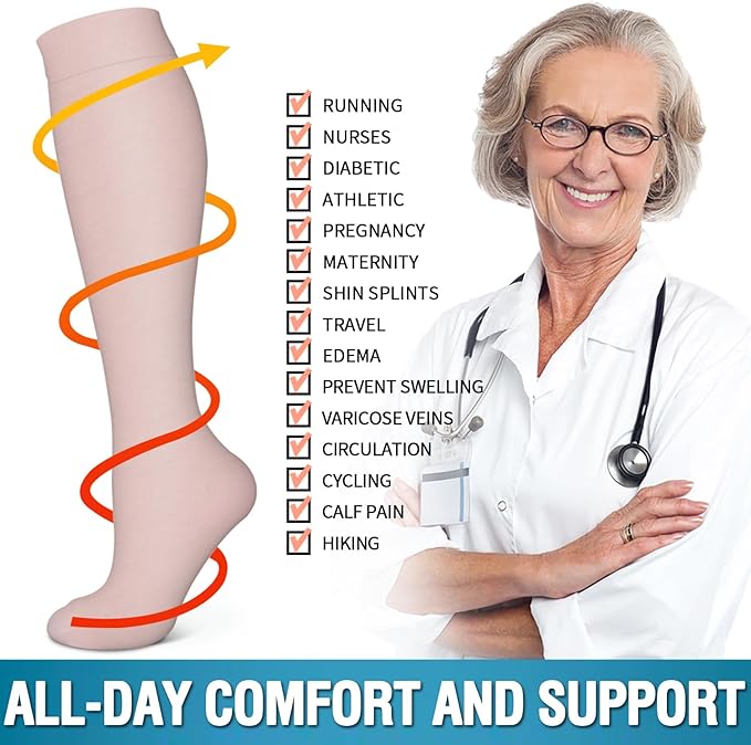 6 Pack Copper Compression Socks for Women and Men Circulation-Best Support for Medical, Running,Nursing,Athletic