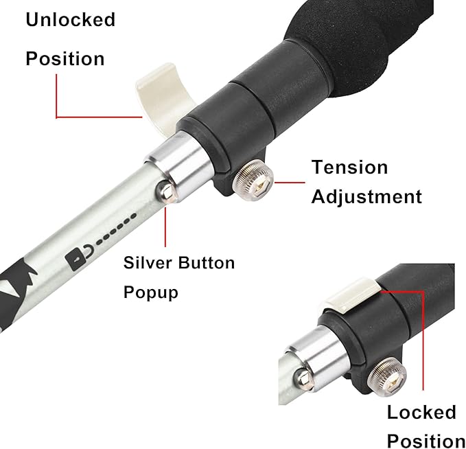 Aluminum Collapsible Ultralight Travel Trekking Hiking Pole for Men and Women