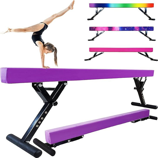 Adjustable Balance Beam Gymnastics Beam 8 FT Adjustable Height Beams for Kids, High and Low Floor Beams,Gymnastics Equipment for Kids Adults Training at Home and Gym Center