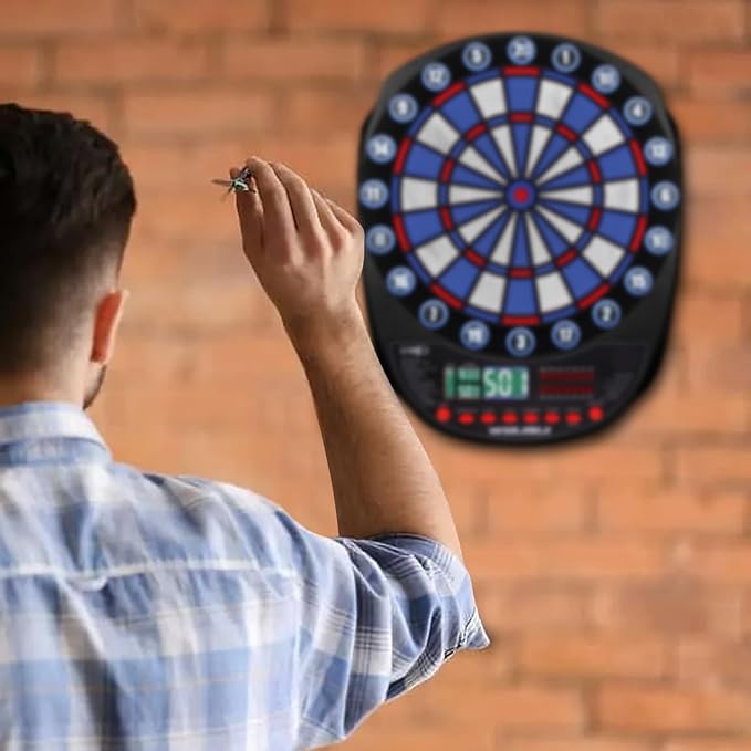 WIN.MAX Electronic Dart Board Soft Tip Dartboard Set LED Displays 3 Languages with 12 Darts 100 Tips Power Adapter