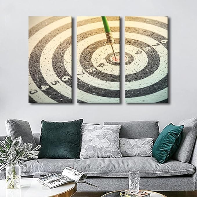 3 Panels Wall Art Dartboard Painting Print On Canvas Classical Sport Equipment Pictures Canvas Wall Art for Bedroom Office Home Decor Modern Artwork Paintings Stretched Frame Ready to Hang, 40"Wx60"H