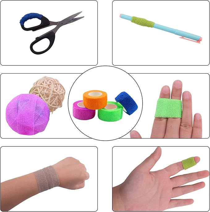 BQTQ 120 Rolls Self Adhesive Bandage Wrap 1 Inch Self Adherent Wrap Colored Wrap Tape Sticky Bandage Athletic Wrap Self Adhesive Wrap for Sports Vet Wrist Ankle Sprains(Rich Color)