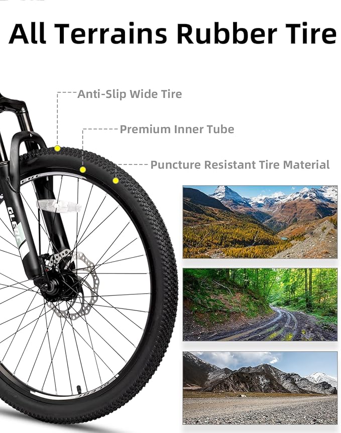 Glerc 20 24 Inch Kids Bike, Kids Mountain Bike for Boys and Girls Ages 6-14, 21-Speed Skyline Bicycle with Front Suspension and Disc Brakes, Multiple Colors