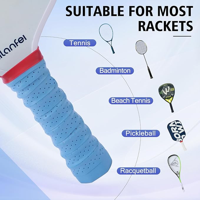 Pickleball overgrip 6 Pack Anti-Slip, Sweat-Absorbing and Extra-Long Pickleball Grip Tape Suitable for Tennis Squash Badminton