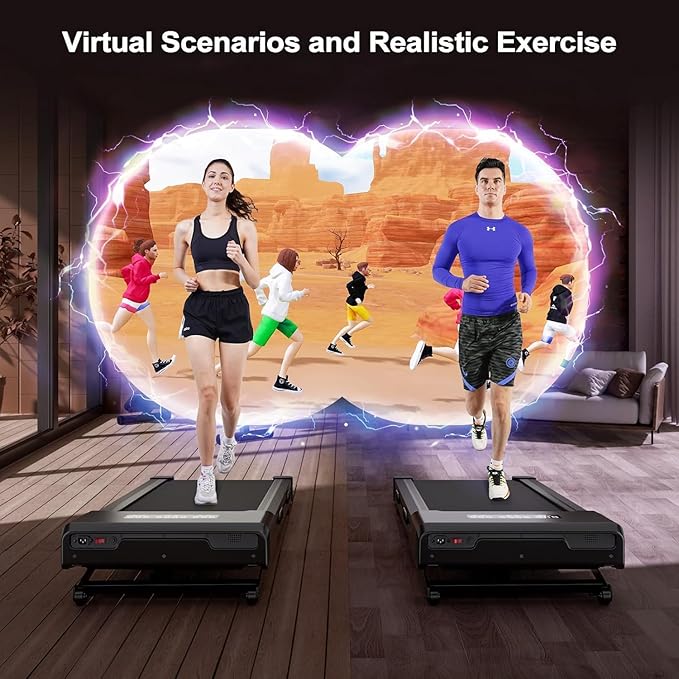 SupeRun Walking Pad with 9% Auto Incline, Under Desk Treadmills for Home and Office Small Space, 2.5 HP Portable Mini Jogging Machine with APP and Remote Control and LED Display, 300 Lbs Capacity
