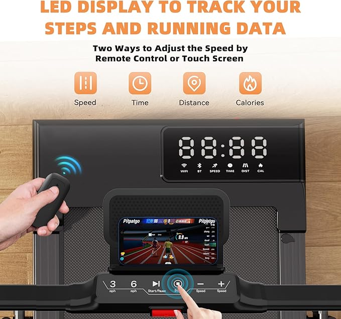 DeerRun 3 in 1 Walking Pad Treadmill, 300 Weight Capacity Foldable Treadmill, 3.0HP Low Noise Under Desk Treadmills for Home Office with Remote & APP