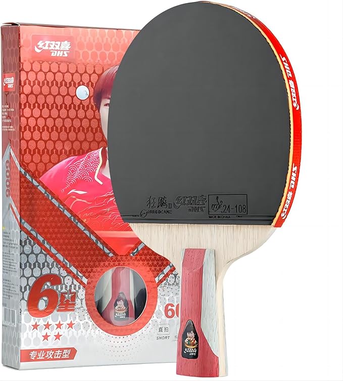 Double Happiness DHS Ping Pong Paddles Professional Table Tennis Racket with Carrying Case - ITTF Approved Rubber for Tournament Play