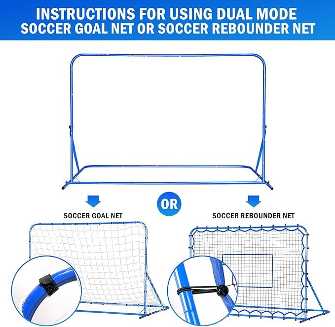 Dual-Mode Soccer Goal Net & Soccer Rebounder Net,Premium Durability for Intense Shooting Training,Quick-Switch Angle Soccer Training for Control,Passing Practice,Soccer Gifts for Kids Teen Adult