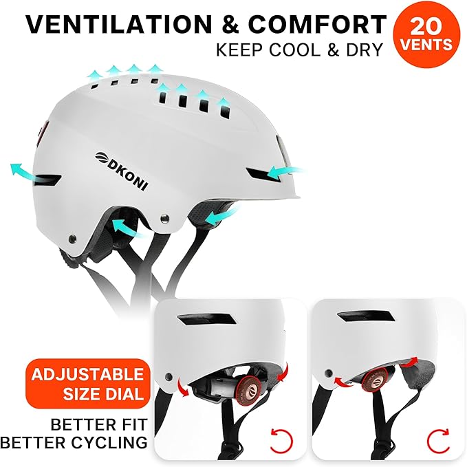 Bike Helmet with LED Lights Bicycle Helmets Commuter Cycling Helmet USB Rechargeable Front & Back LED Light Helmet for Adult Men Women