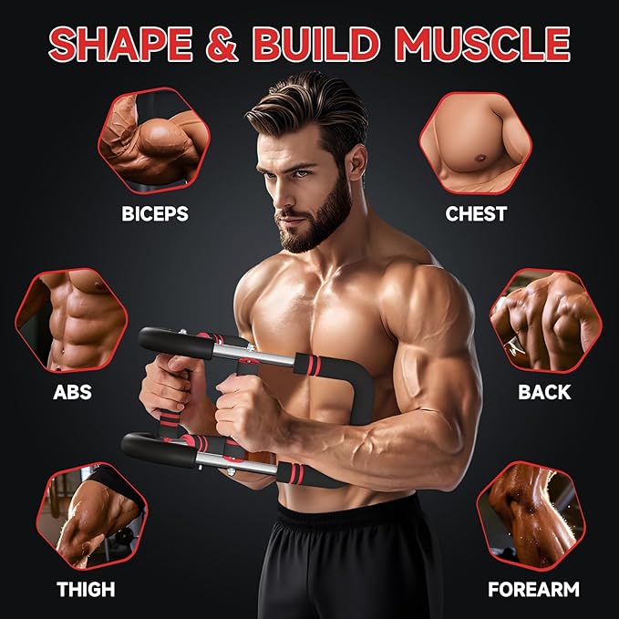 Twister Arm Trainer, Adjustable Chest Workout Equipment 40-130lb, Arm Trainer with 4 Spring, Chest Exerciser for Men, Detachable Power Bar Fitness Machine for Chest Clip Muscle