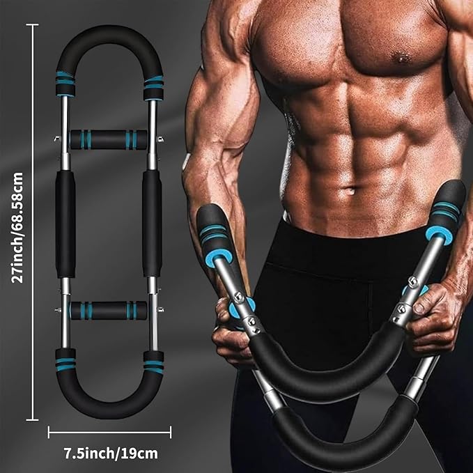 6 Levels Twister Arm Trainer, 40/50/60/75/90/110lb Adjustable Chest Workout Equipment, Portable Power Twister Bar, Body Fitness Machine for Shoulder Back Abdominal Thigh Muscle, Detachable, Men & Women