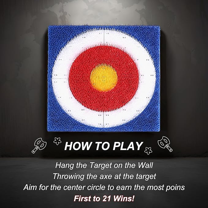 Axe Throwing Bristle Target with 8 Throwing Axes Set,Axe Throwing Game for Backyard, Indoor &Outdoor,Yard Games,Carnival Games