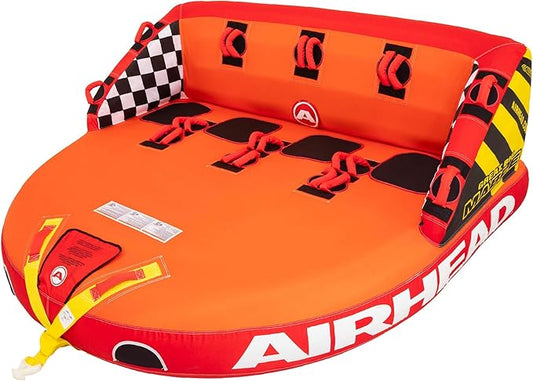 Airhead Mable Inflatable Towable Tube, 1-4 Rider Models, Dual Tow Points, Full Nylon Cover, EVA Foam Pads, Patented Speed Valve, Boat Tubes and Towables