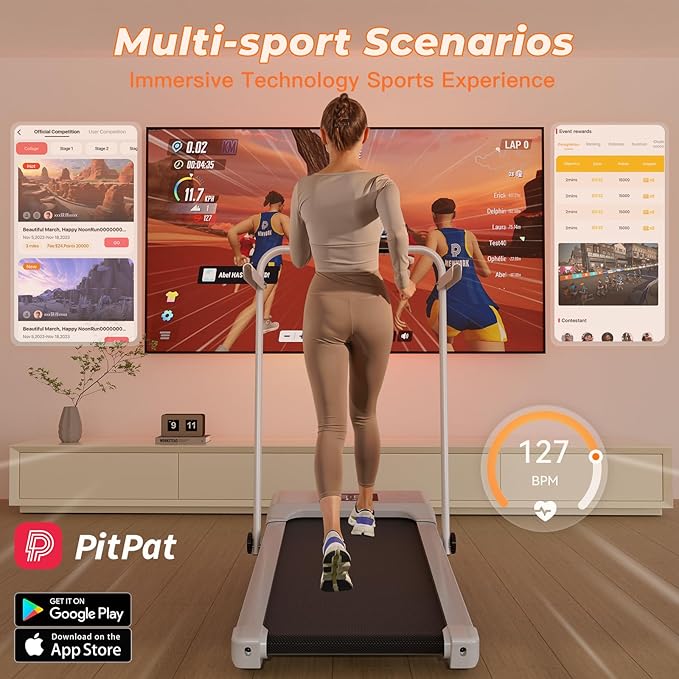 Walking Pad Treadmill with Handle Bar 3-in-1 Foldable Treadmills for Small Space 300 LBS Capacity, 3.0HP Portable Under Desk Treadmill for Home Office with LED Display Remote APP Control