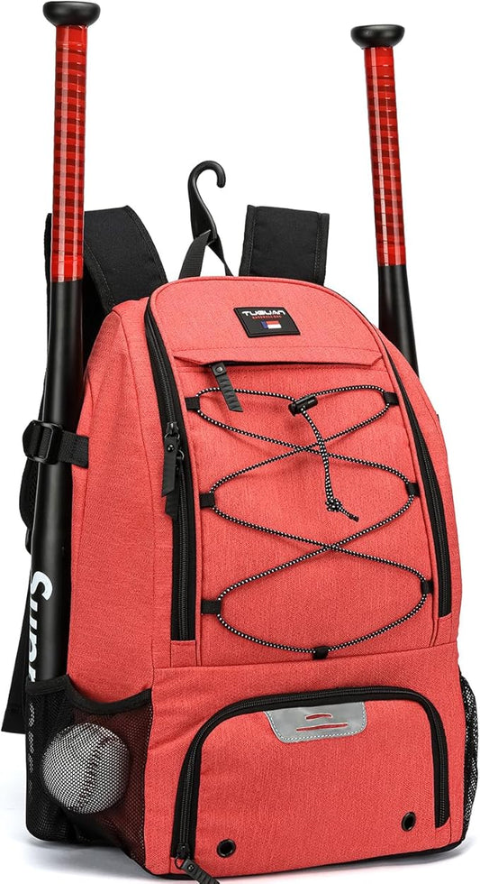 TUGUAN Baseball Bags for Adults Mens with Fence Hook, Laptop Compartment, Shoes Compartment & Glove Holder Portable Youth Boys Softball Backpack Coaches Catchers Team Equipment Gear Bags