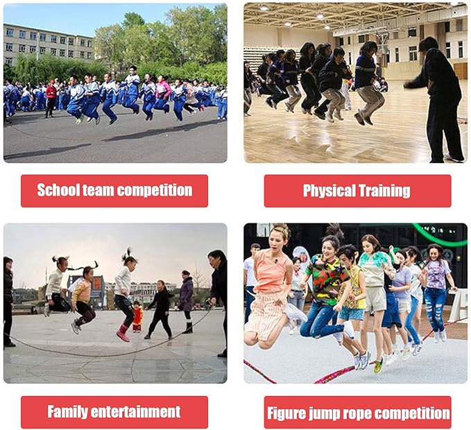 16 FT Long Jump Rope for Kids Adults,Double Dutch Jump Rope,Adjustable Skipping Ropes with High-strength Nylon Braided Rope Core,360°Rotation Not Entangled,Long Enough for 2-4 Jumpers.Red