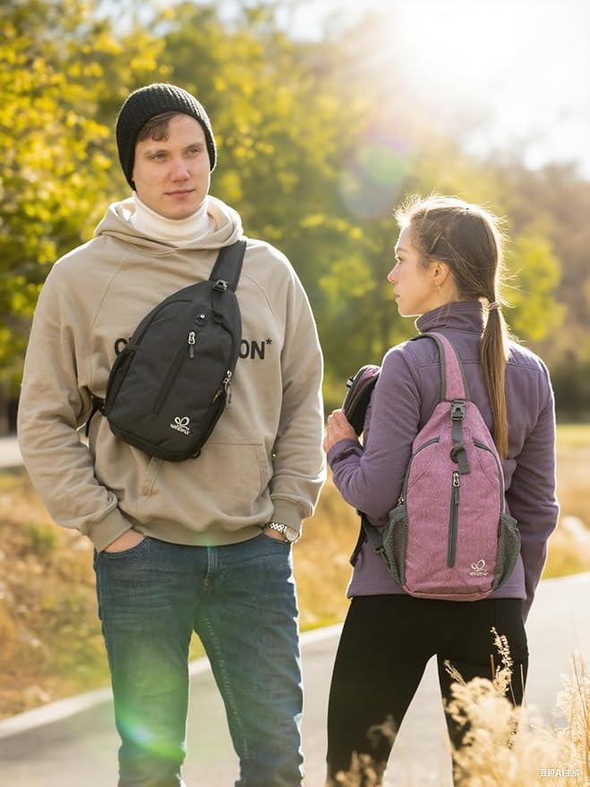 WATERFLY Crossbody Sling Backpack Sling Bag Travel Hiking Chest Bag Daypack