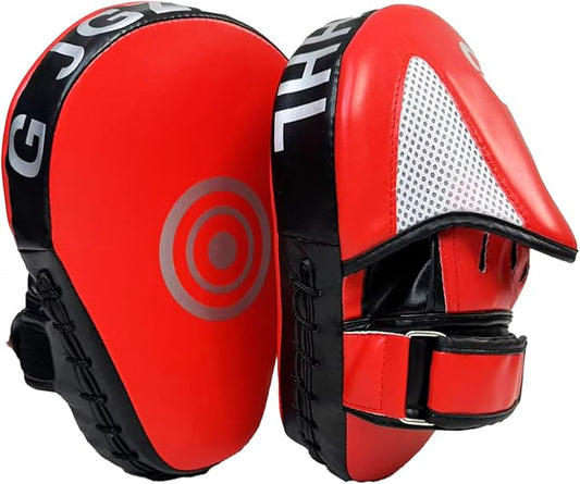 Boxing Pads Curved Punching Mitts Sparring Gear for Boxing,MMA,Muay Thai,Martial Arts Training Equipment，Red/Black,2PCS