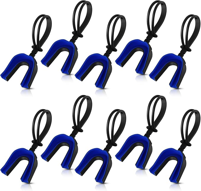 Dunzy 10 Pcs Strapped Mouth Guard Sports Mouthguard with Strap No Boiling Mouthguard Adult Youth Football Mouthpiece Mouth Protector for Boxing Basketball Lacrosse