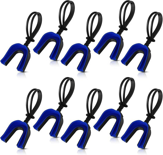 Dunzy 10 Pcs Strapped Mouth Guard Sports Mouthguard with Strap No Boiling Mouthguard Adult Youth Football Mouthpiece Mouth Protector for Boxing Basketball Lacrosse