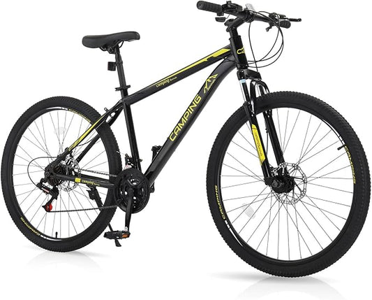 Ktaxon Mountain Bike 24/26/27.5 Inch Men & Women Mountain Bike with 21-Speed Adult Bikes, Double Disc Brake, Suspension Fork and High Carbon Steel Frame