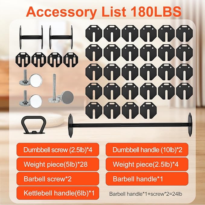 Adjustable Dumbbell Sets 160LBS/180LBS Durable Steel Build, Free Weights Dumbbells Set with Barbell/Kettlebell Handle Sets 3-in-1 Multifunctional Dumbbell Fitness Exercises for Home Gym Suitable Men/Women 80LB/90LBX2